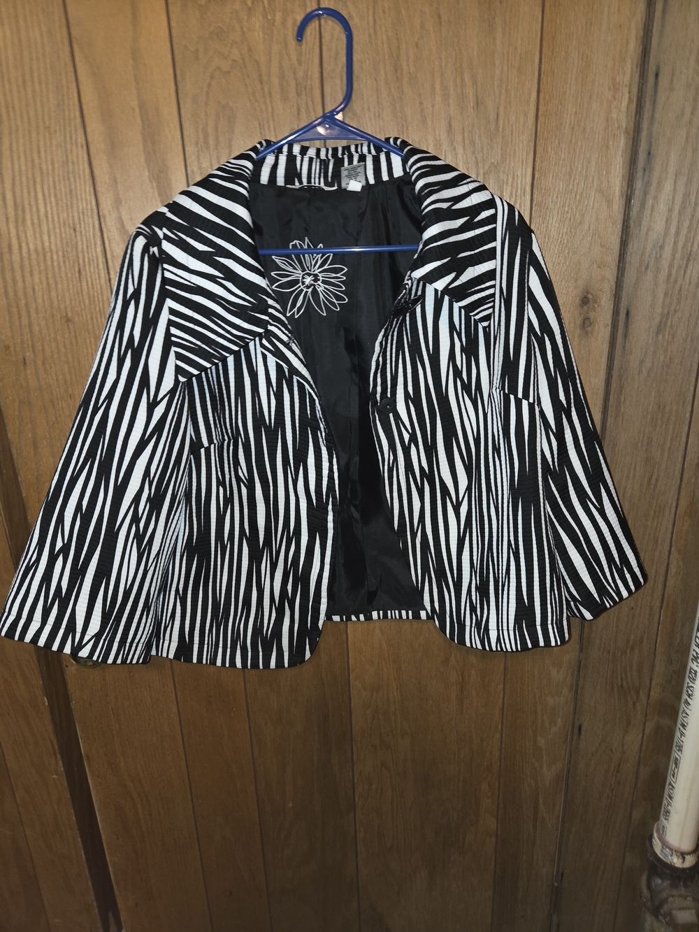 Ashley By 26 International Black and White Zebra-Pattern Blazer
